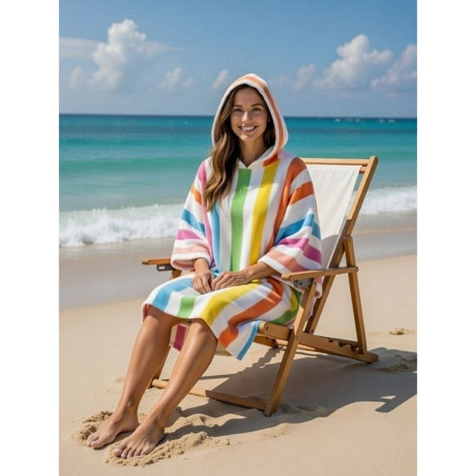 Pastel Stripe Multi Sand Free Adult Poncho Towel