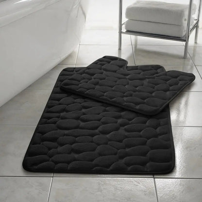 pebble bath mat black