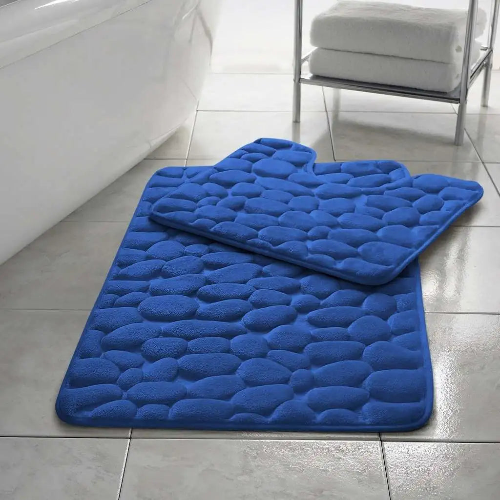 pebble bath mat blue