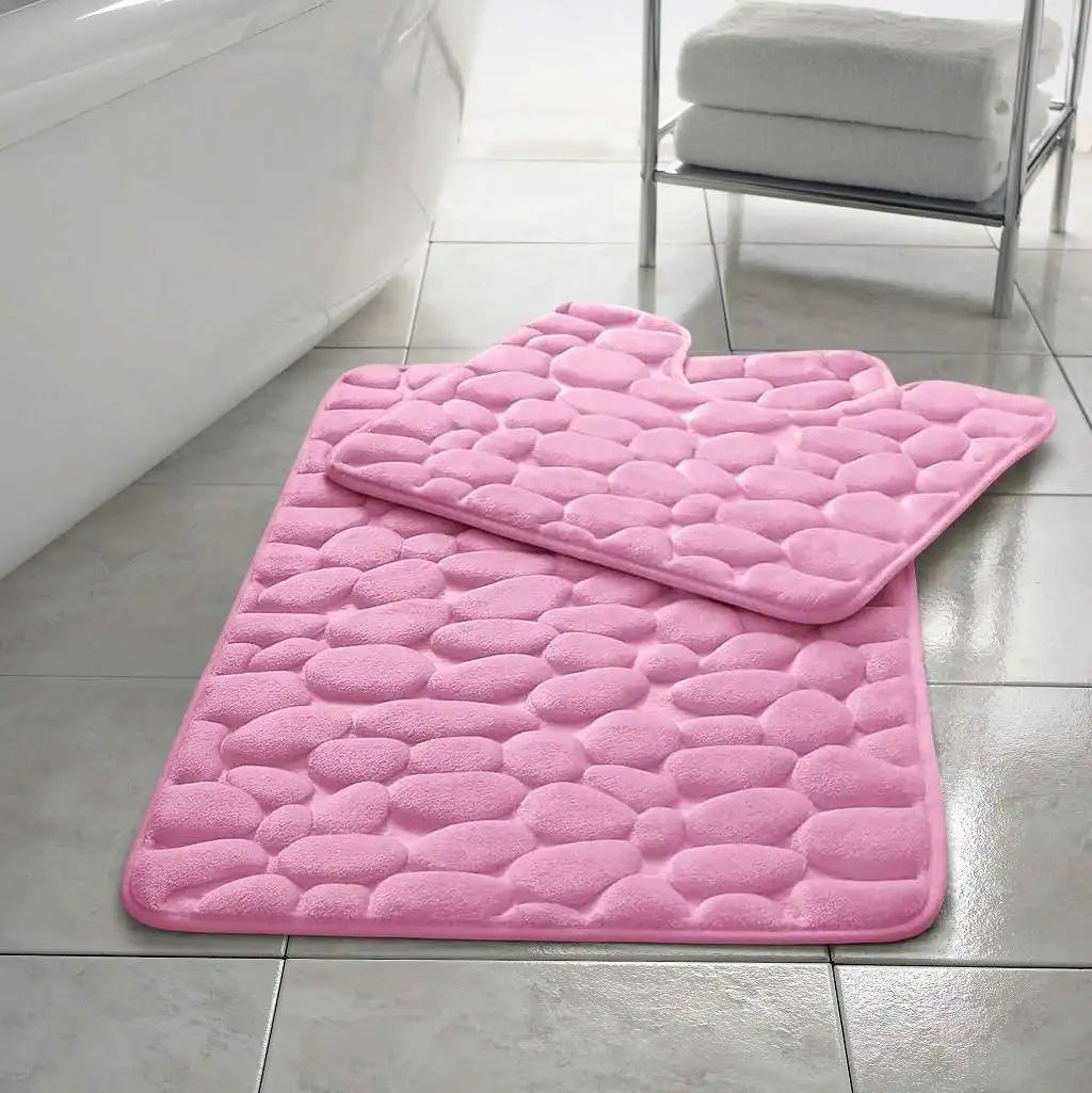 pebble bath mat  pink
