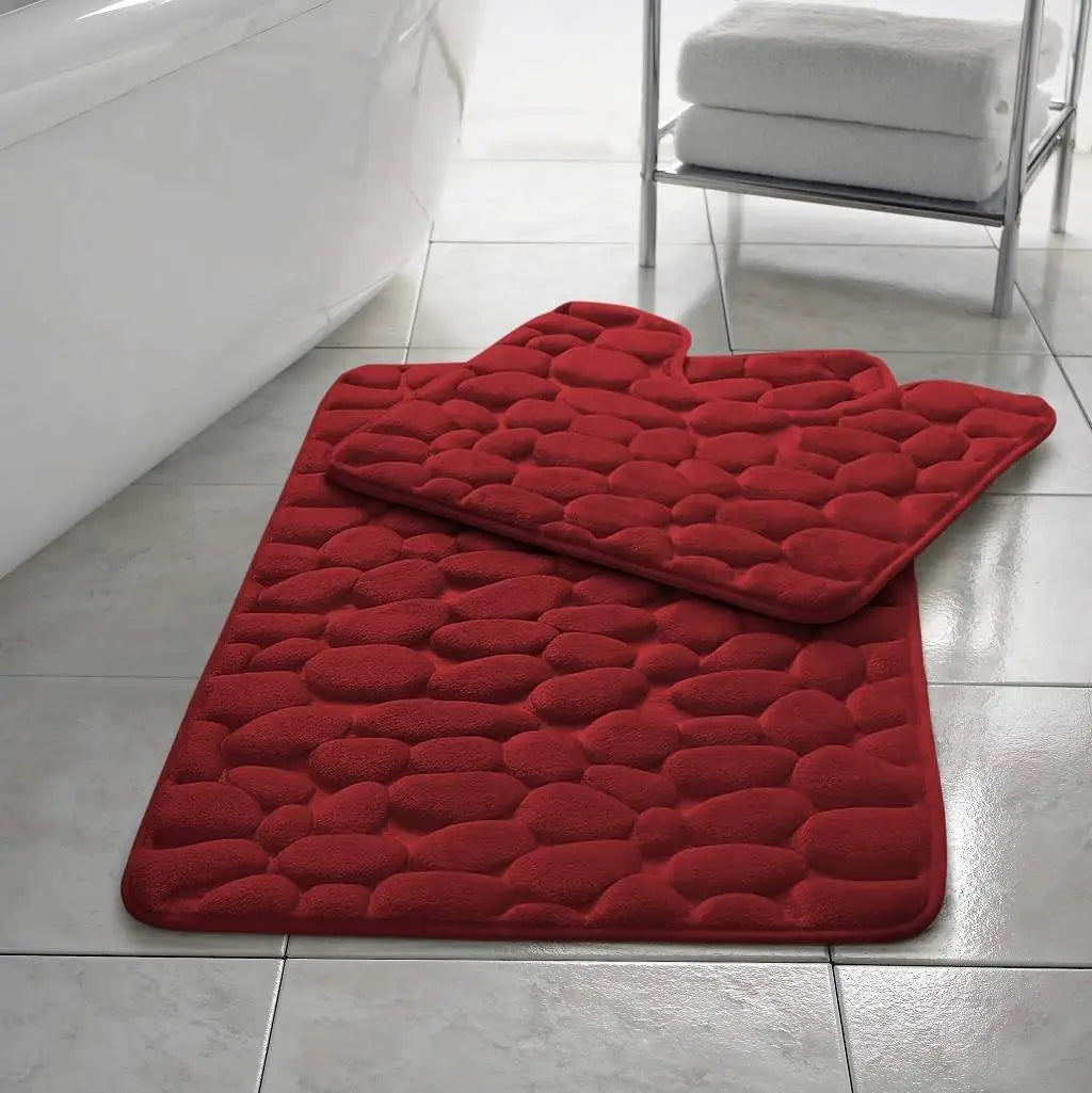 pebble bath mat red