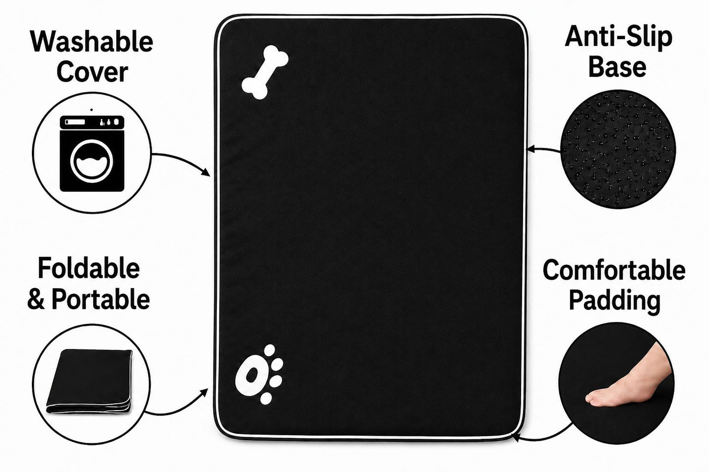 Pet Bed Mats Bone & Paw | 9 Colours | 2 Sizes