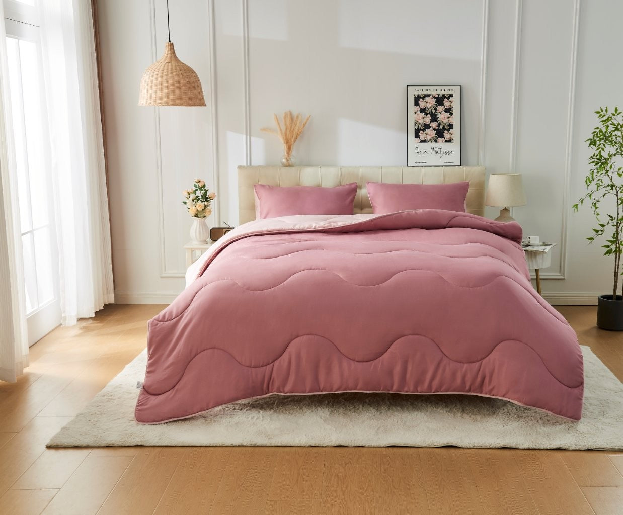 Pink / Dark Pink Coverless Duvet & Pillowcases Set | TOG 10.5