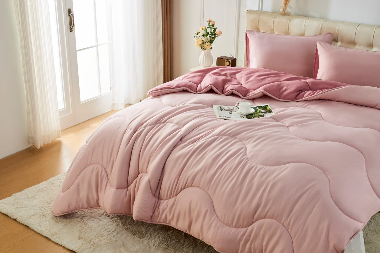 Pink / Dark Pink Coverless Duvet & Pillowcases Set | TOG 10.5