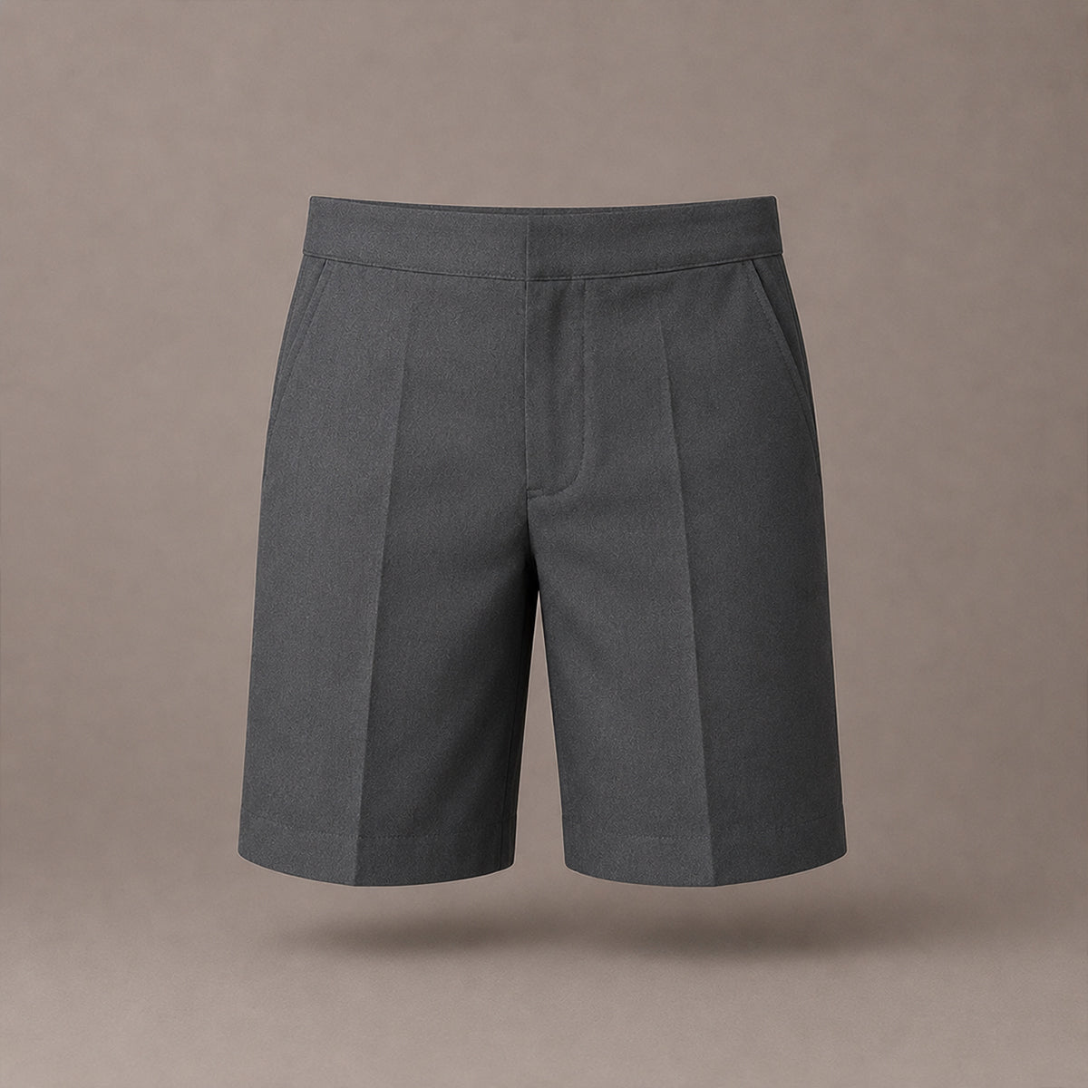 Grey Plus Size School Shorts – Half Elasticated Waist with Zip & Clip