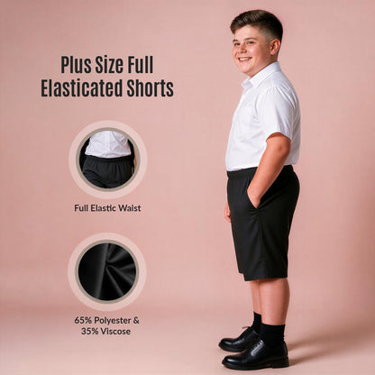 Black Plus Size Pull-On School Shorts – Full Elasticated Waist