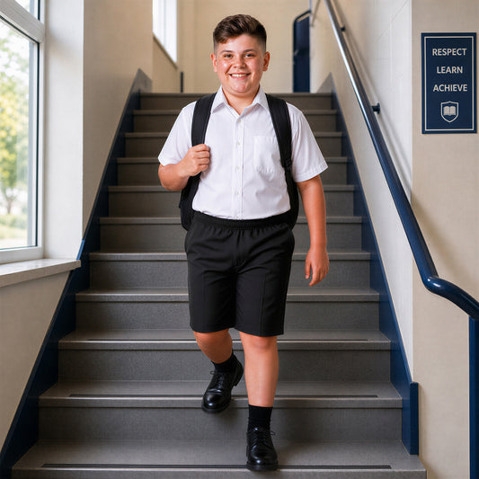 Black Plus Size Pull-On School Shorts – Full Elasticated Waist