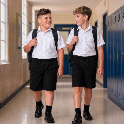 Pack of 2 Black Plus Size Pull-On School Shorts – Full Elasticated Waist