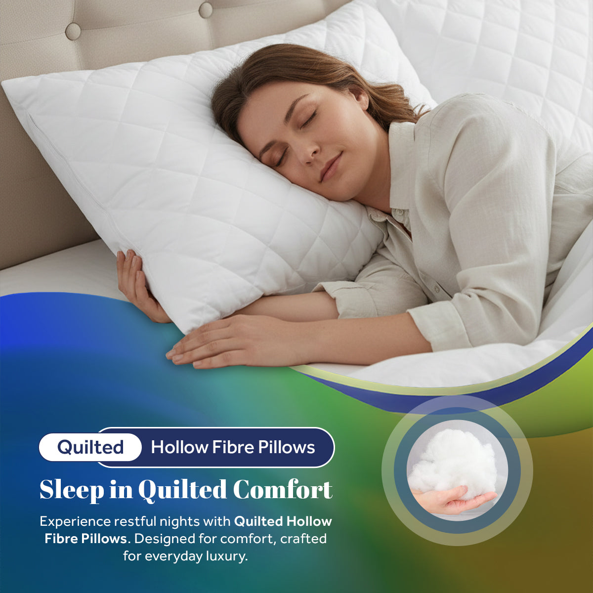 Quilted Hollow Fibre Pillows | Pack of 2