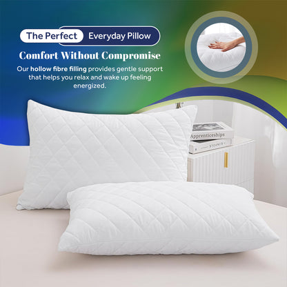 Quilted Hollow Fibre Pillows | Pack of 2