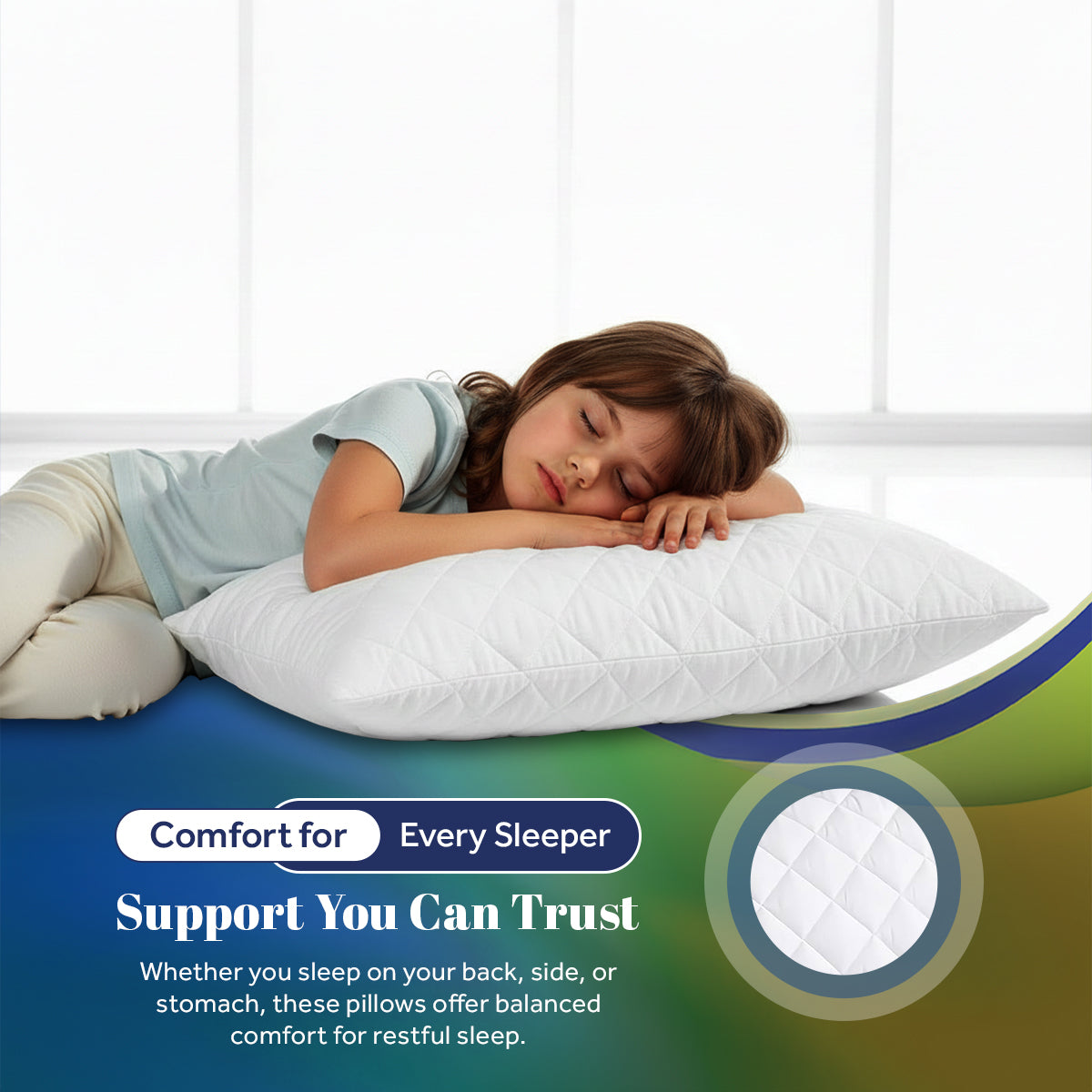 Quilted Hollow Fibre Pillows | Pack of 2