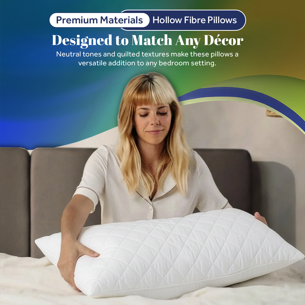 Quilted Hollow Fibre Pillows | Pack of 2