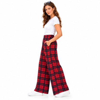 Tartan Check Palazzo Trousers | 3 Colours