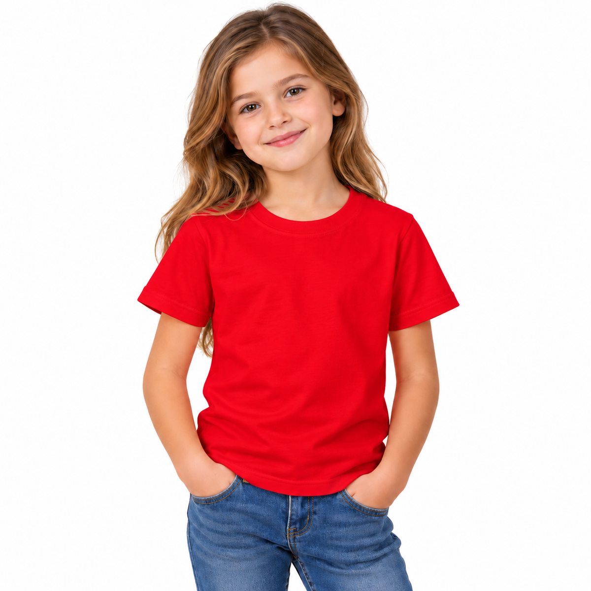 Girls' Plain T-Shirt Red