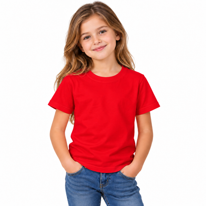 Girls' Plain T-Shirt Red