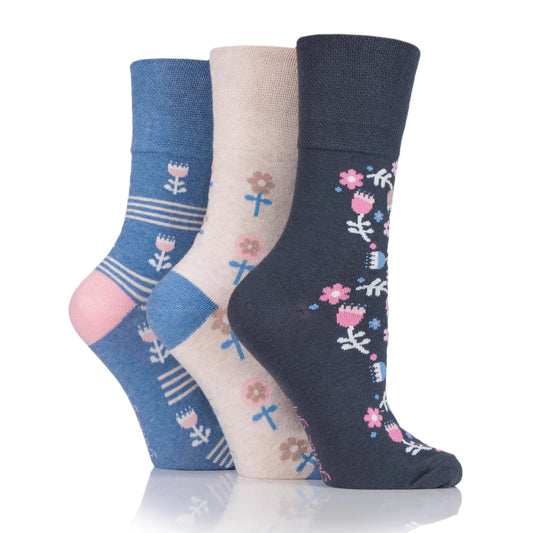 Women Retro Charm Gentle Grip Cotton Rich Socks