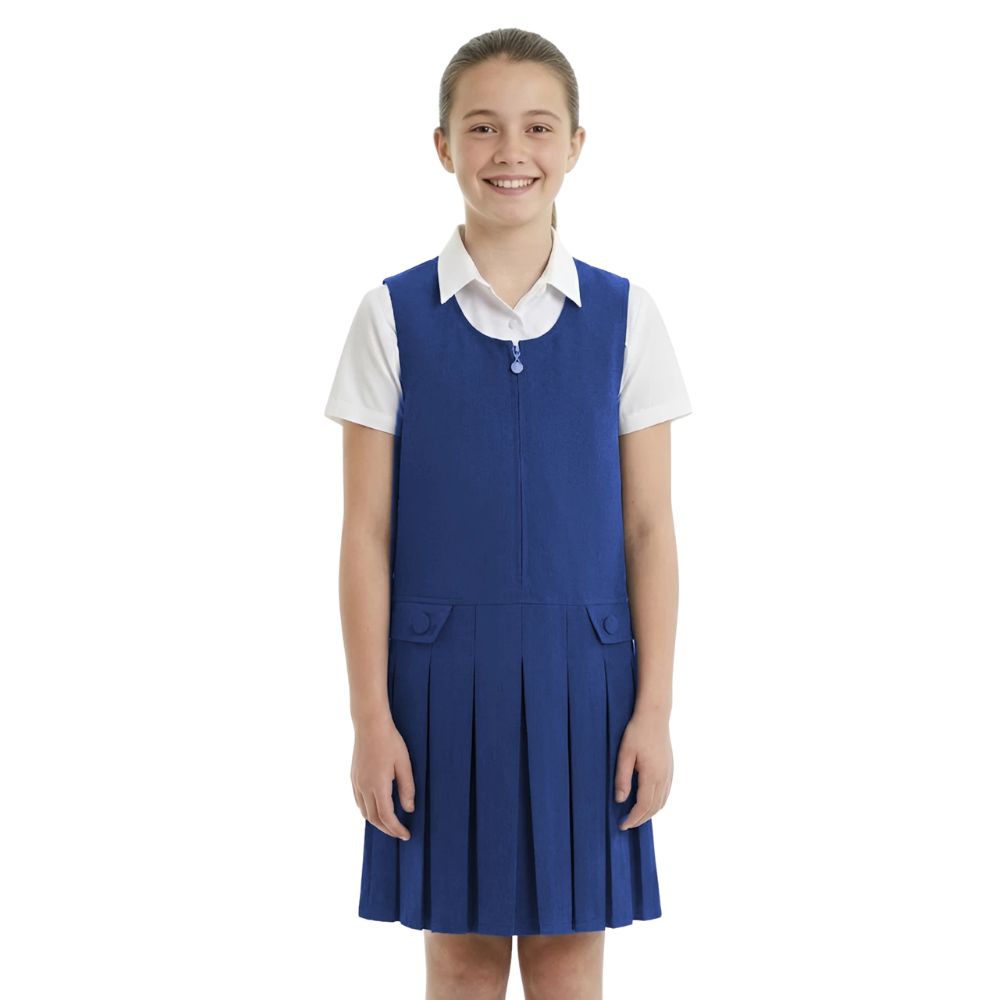 Girls Box Pleated Pinafore School Dress | 6 Colours