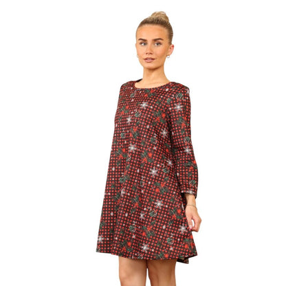 Red XMAS Casual Loose Swing Summer Dress