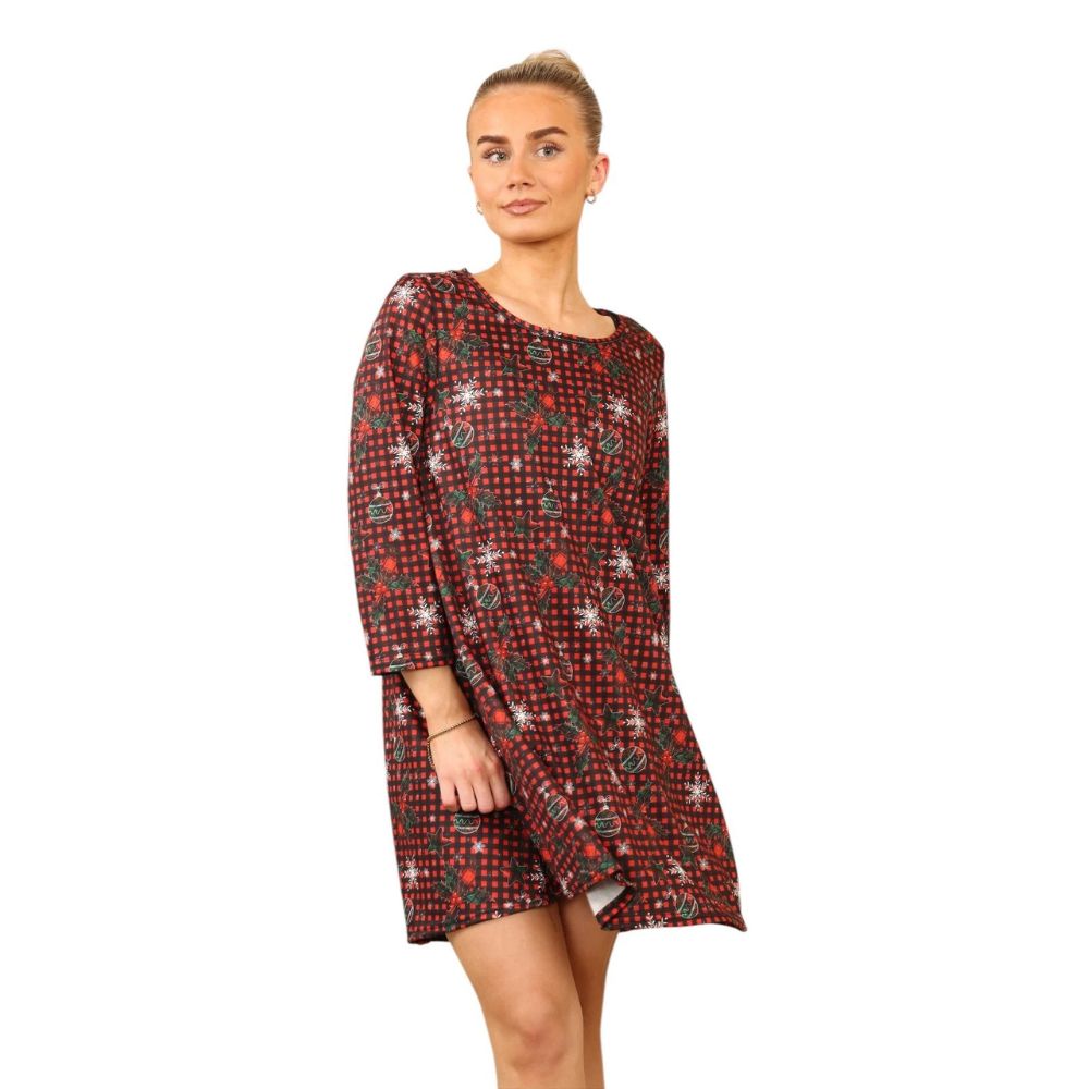 Red XMAS Casual Loose Swing Summer Dress