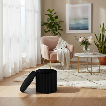 Round Ribbed Ottoman Storage Box | 40 x 40 x 37CM | 5 Colours