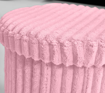 Round Ribbed Ottoman Storage Box | 40 x 40 x 37CM | 5 Colours
