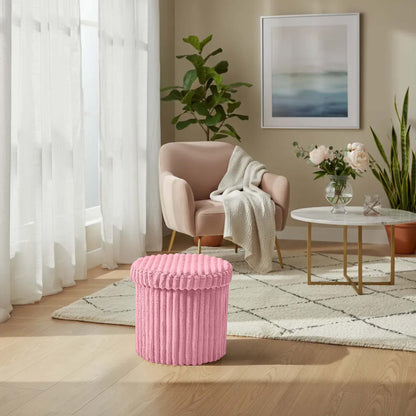Round Ribbed Ottoman Storage Box | 40 x 40 x 37CM | 5 Colours