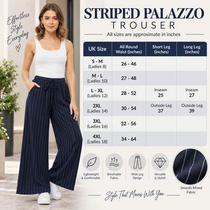 Striped Wide Leg Palazzo Trousers | 5 Colours