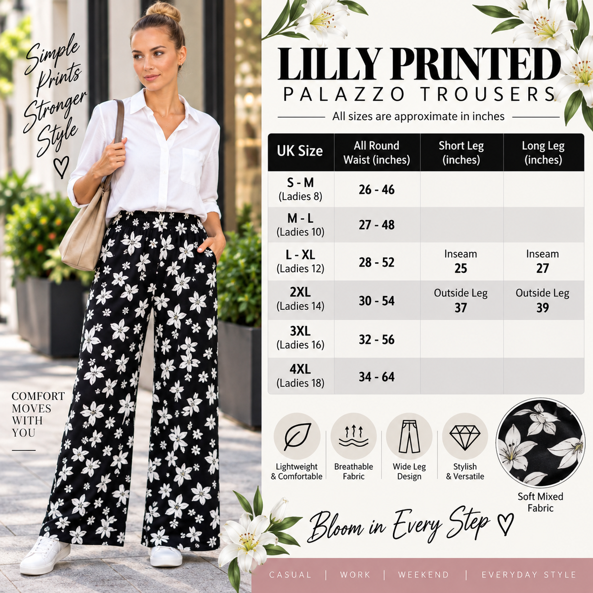 Lilly Printed Palazzo Trousers | 2 Colours
