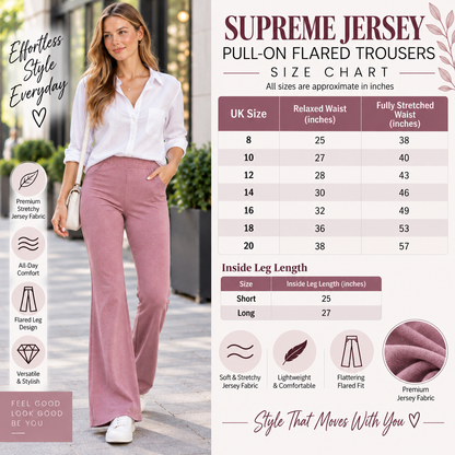 Supreme Jersey Pull-On Bootleg Flared Trousers | 11 Colours