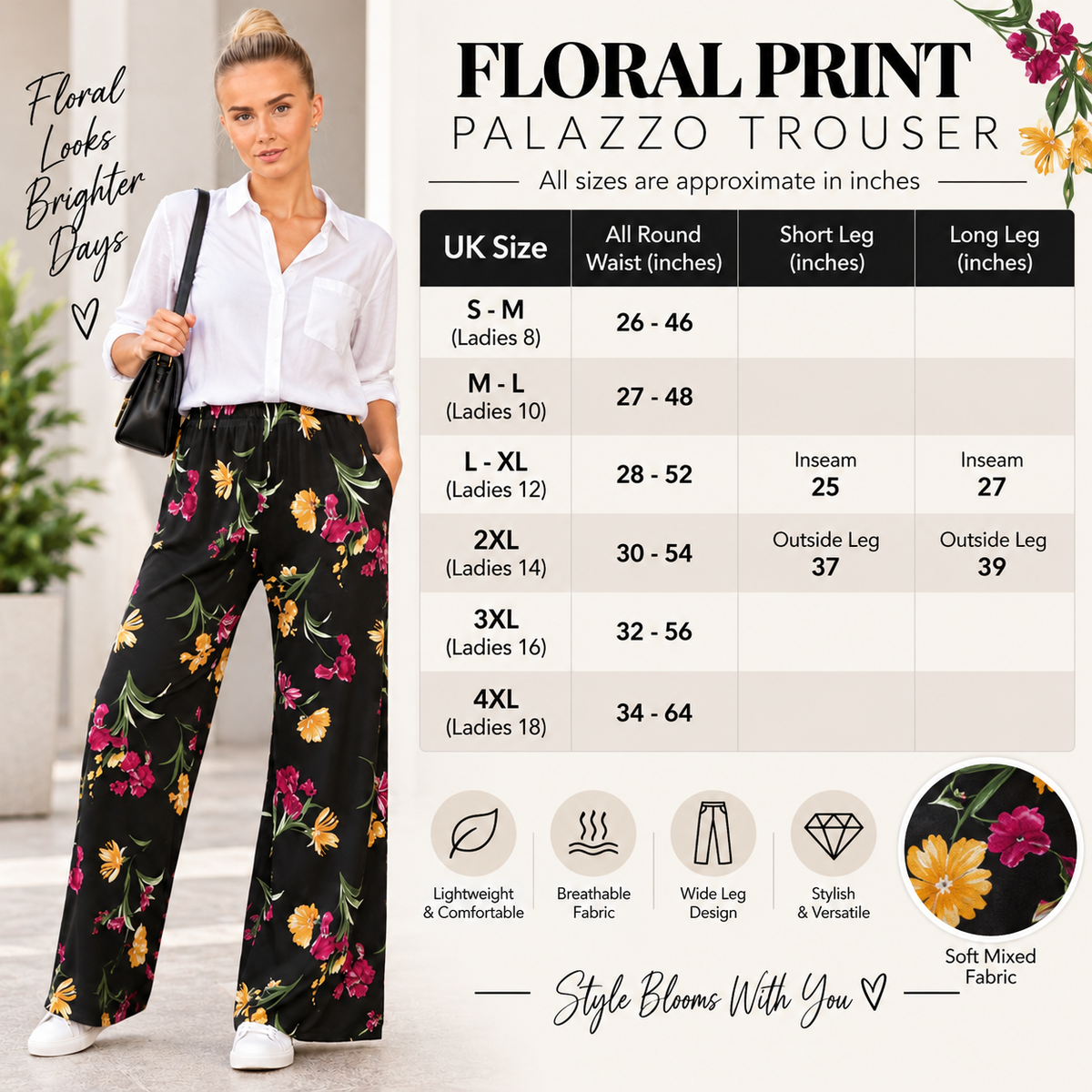 Floral Printed Palazzo Trousers | 3 Colours