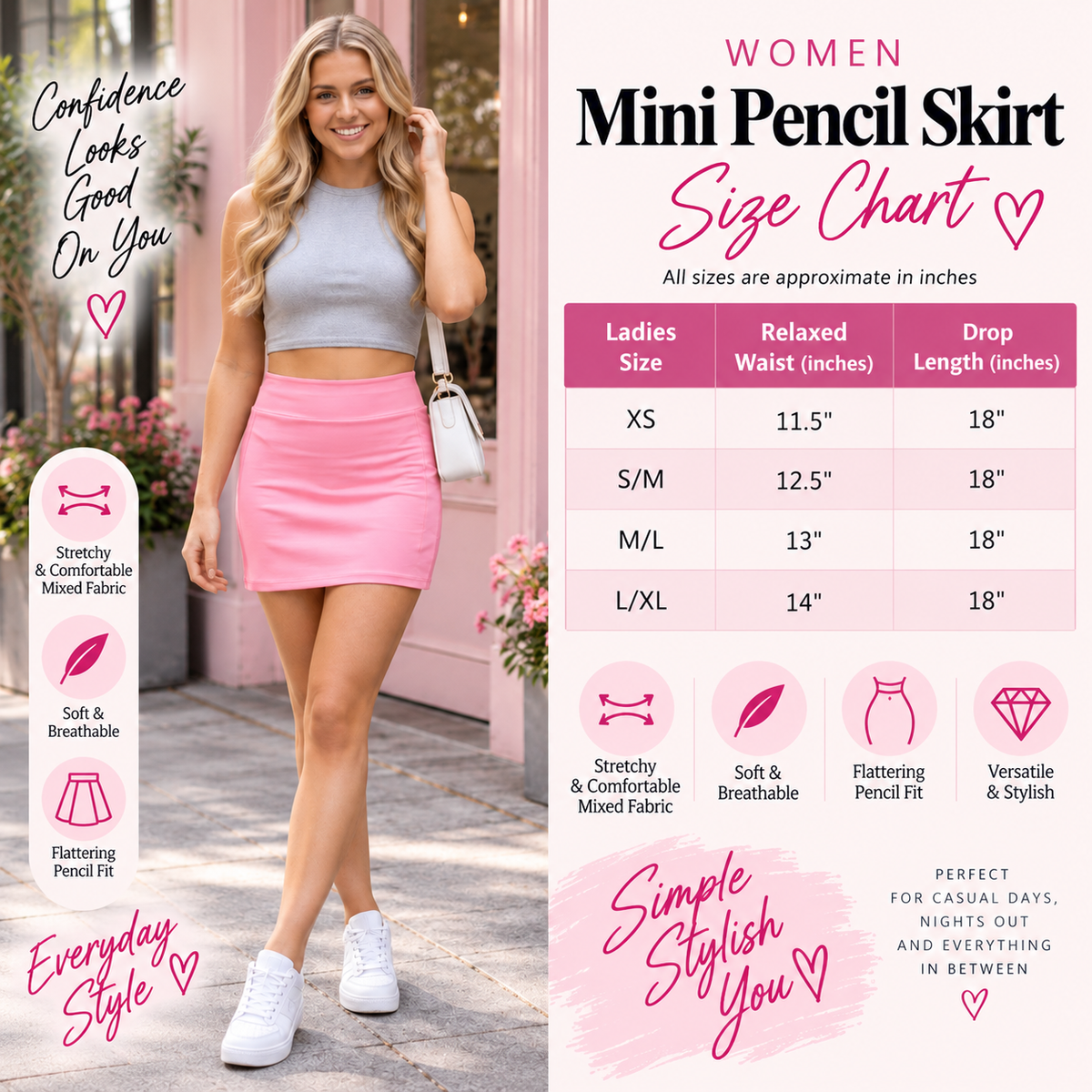 High Waist Stretch Mini Pencil Skirt | 11 Colours