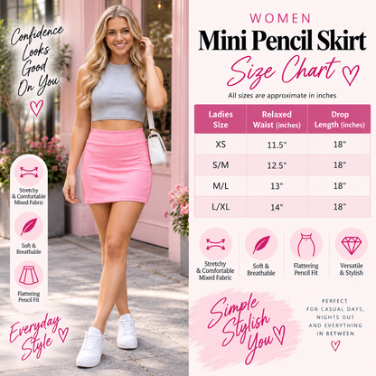 High Waist Stretch Mini Pencil Skirt | 11 Colours