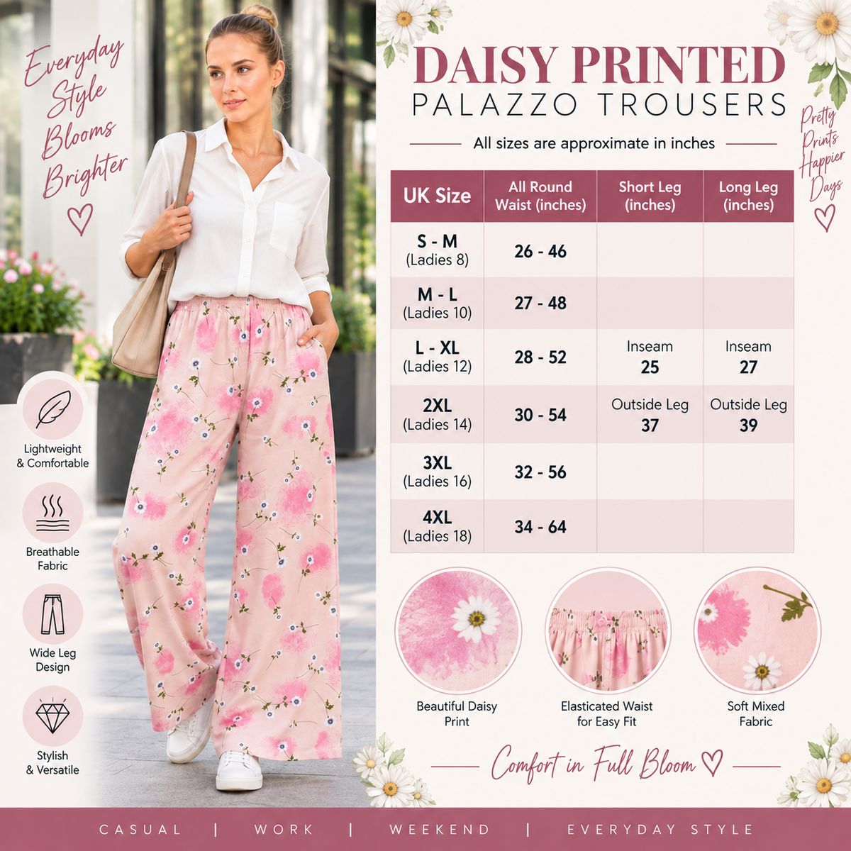 Daisy Printed Palazzo Trousers | 2 Colours
