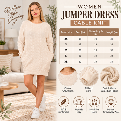 Cable Knit Jumper Dress size chart