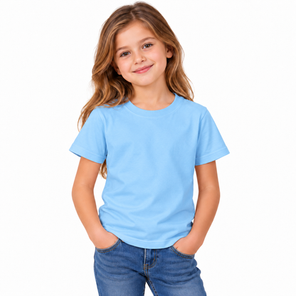 Girls' Plain T-Shirt Sky Blue