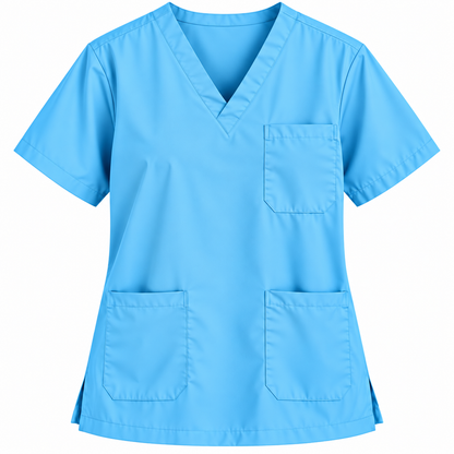 Sky Blue men's V-neck medical scrub top