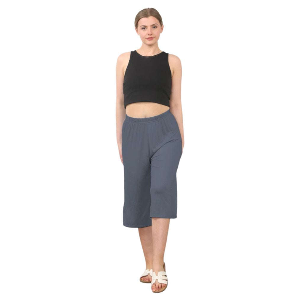 Plain Elastic Waist Culottes Cropped Shorts | 11 Colours