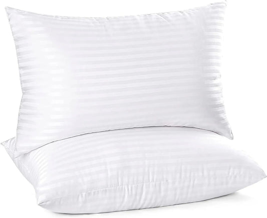 satin stripe bounce back pillows