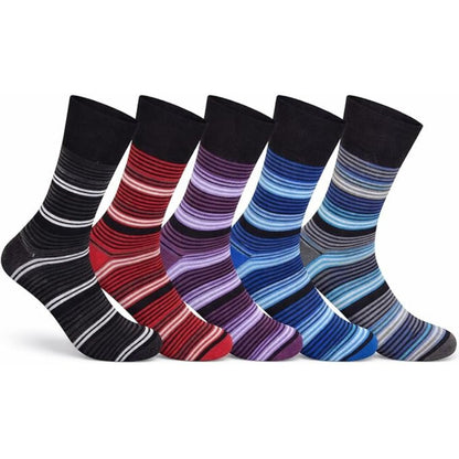 Stripy Mixed Men’s Diabetic Socks | Size 6 - 11