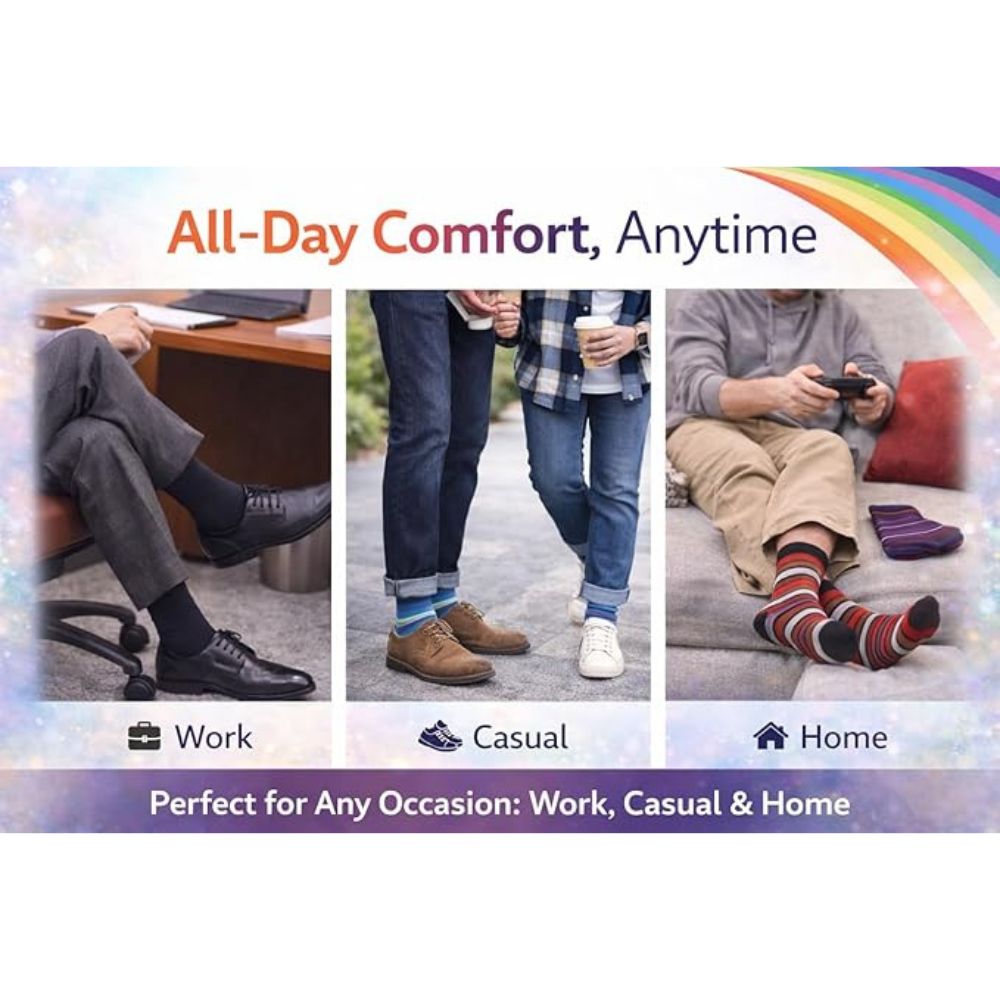 Stripy Mixed Men’s Diabetic Socks | Size 6 - 11