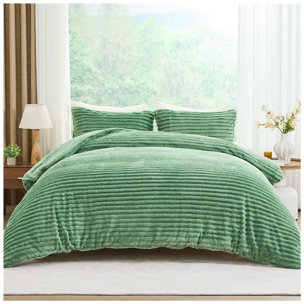 Osum Ribbed Teddy Duvet Cover Set | 10 Colours