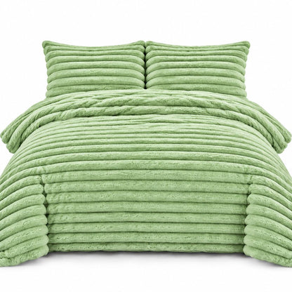 Chunky Teddy Fleece Duvet Cover Set Sage Green