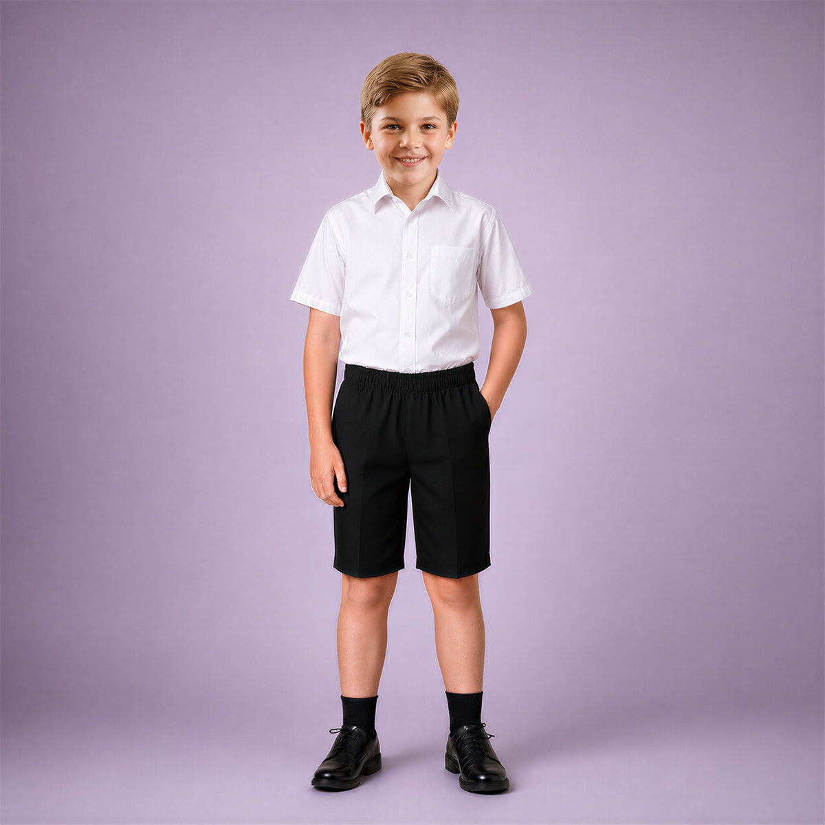 Pack of 2 Black Pull-On School Shorts – Full Elasticated Waist