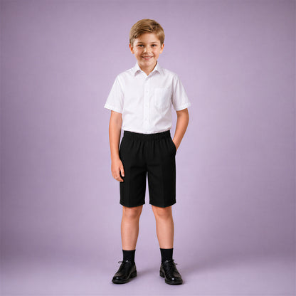 Pack of 2 Black Pull-On School Shorts – Full Elasticated Waist