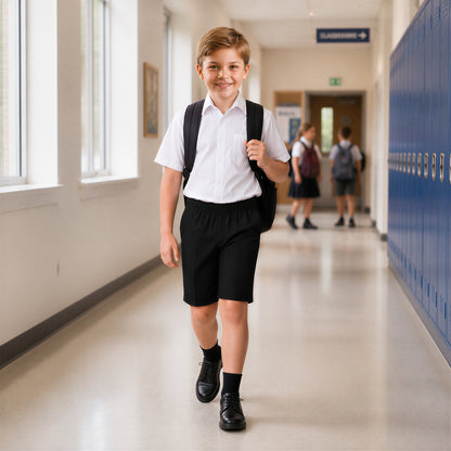 Black Plus Size Pull-On School Shorts – Full Elasticated Waist