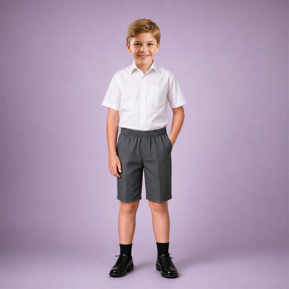 Grey Pull-On School Shorts – Full Elasticated Waist