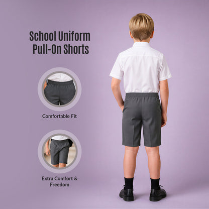Grey Pull-On School Shorts – Full Elasticated Waist