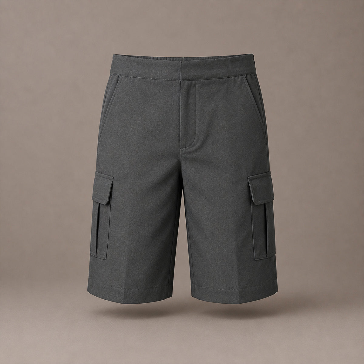 Grey Plus Size Adjustable Waist Cargo Shorts | Zip & Clip