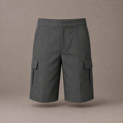 Grey Plus Size Adjustable Waist Cargo Shorts | Zip & Clip