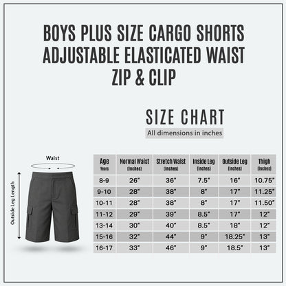 Pack of 2 Grey Plus Size Adjustable Waist Cargo Shorts | Zip & Clip